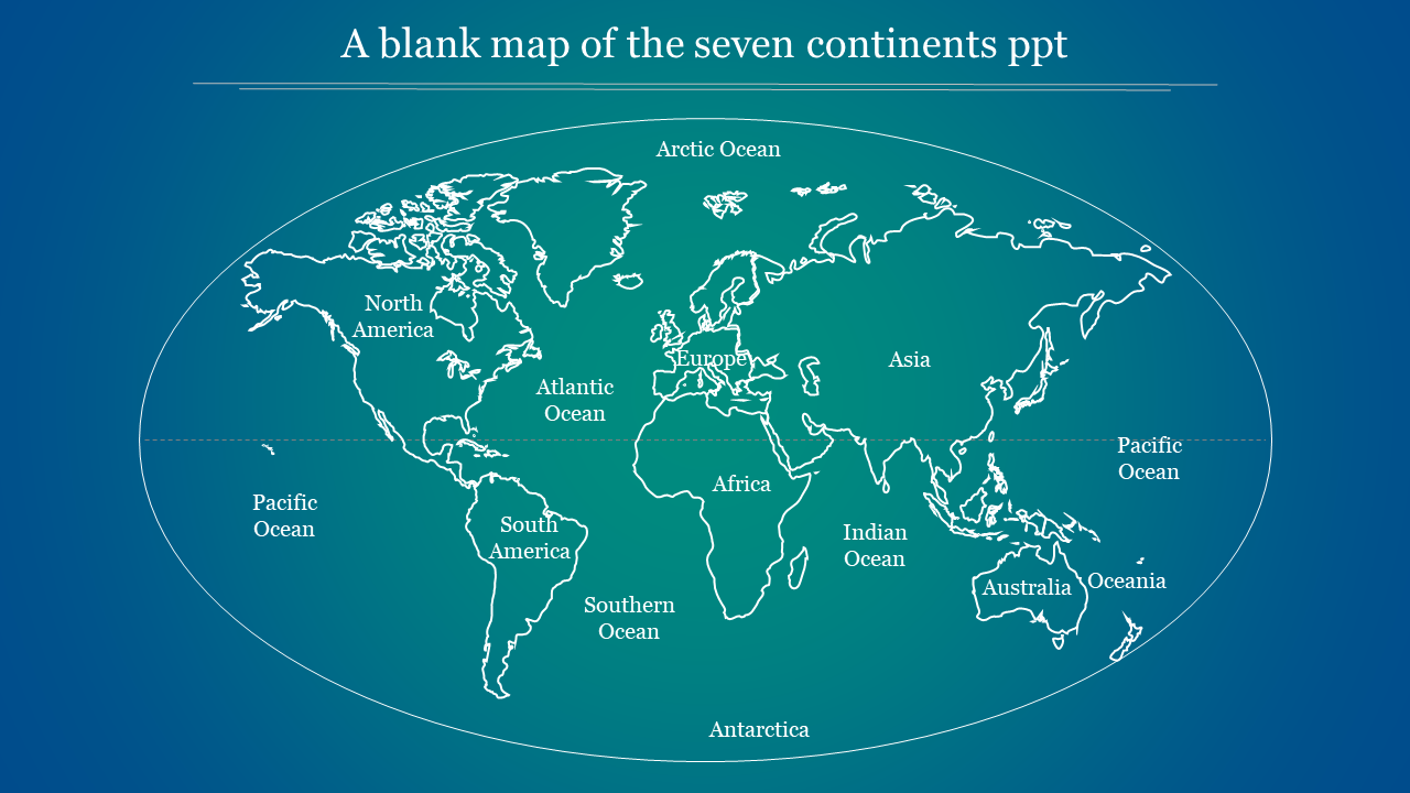 a blank map of the seven continents ppt-style 1